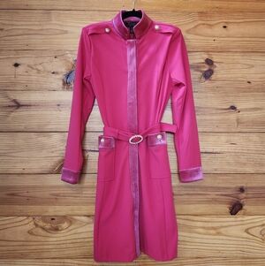 Christian Siriano C.Wonder NWT Pink Velvet Trim Belted Jacket  Dress Size S